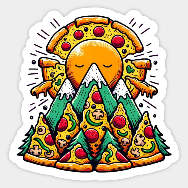 Funny Pizza Moutain for Pizza Lovers Sticker by logiamerch
